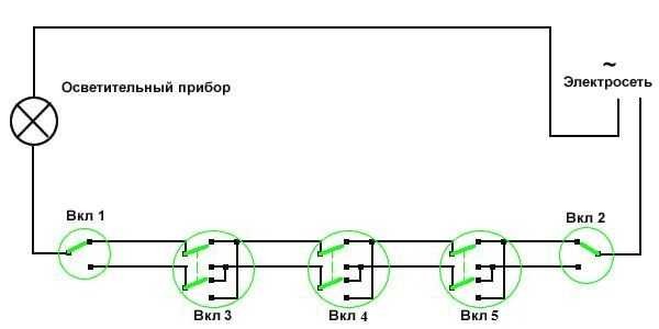 схема расключения проходного выключателя двухклавишного